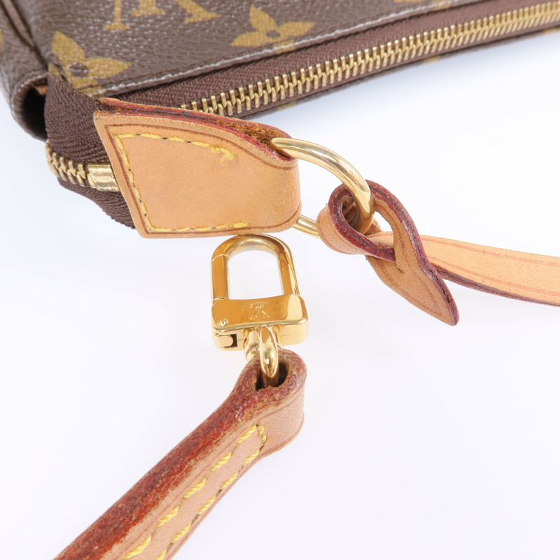 LOUIS VUITTON Monogram Mini Pochette Accessoires金扣手挽肩背兩用袋-5