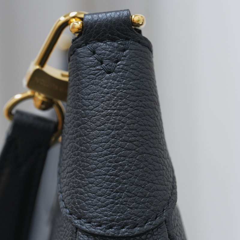近全新 LouisVuitton/路易威登 黑牛皮壓紋Bagatelle NM 手提斜背包-4