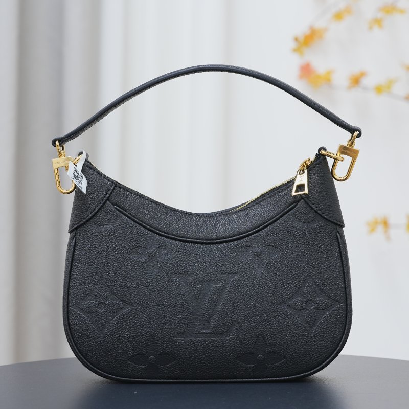 近全新 LouisVuitton/路易威登 黑牛皮壓紋Bagatelle NM 手提斜背包-7