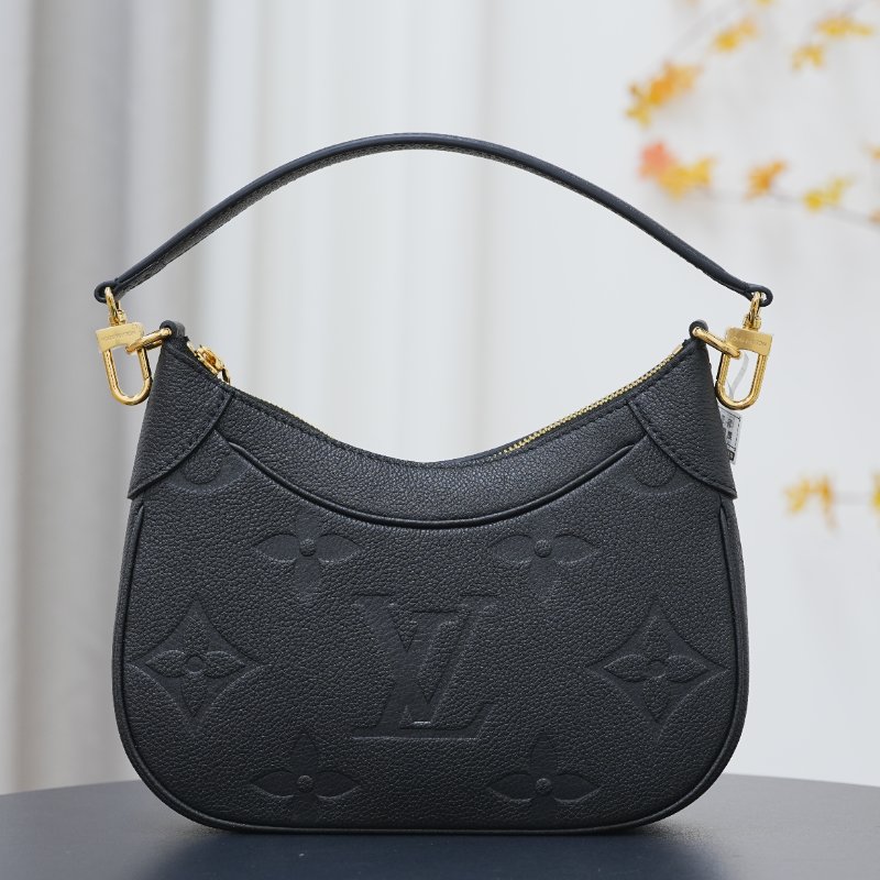 近全新 LouisVuitton/路易威登 黑牛皮壓紋Bagatelle NM 手提斜背包-9