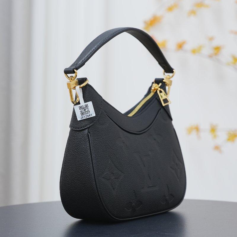 近全新 LouisVuitton/路易威登 黑牛皮壓紋Bagatelle NM 手提斜背包-10