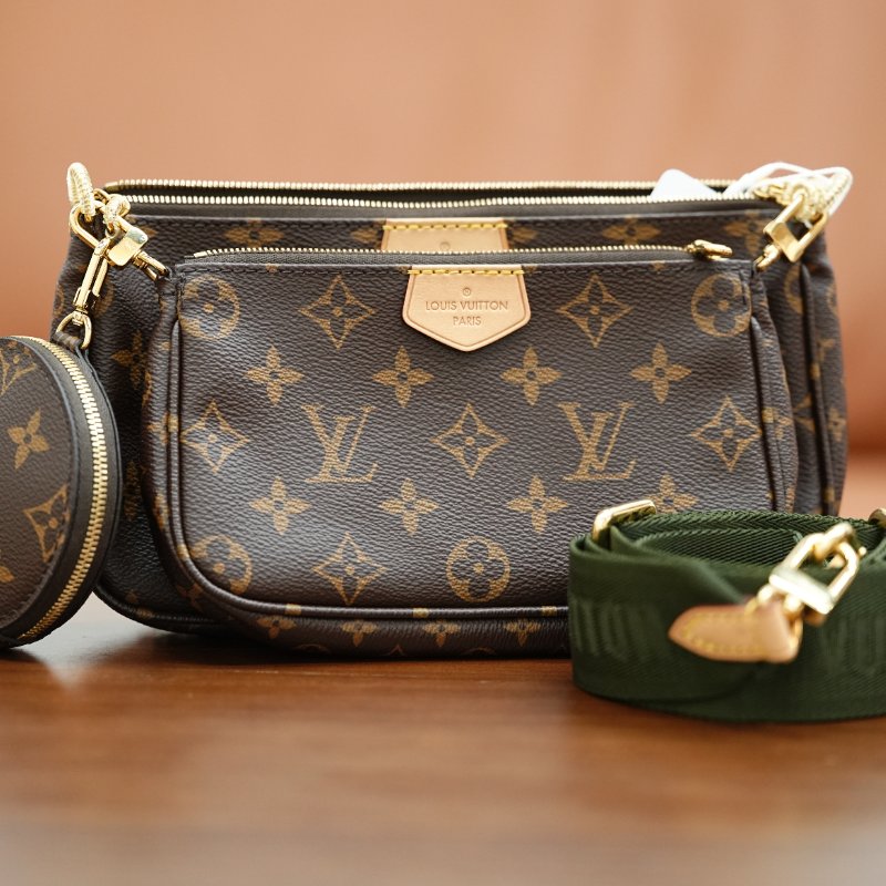 LouisVuitton/路易威登 Multi Pochette五合一綠色背带 肩背包斜挎包-0