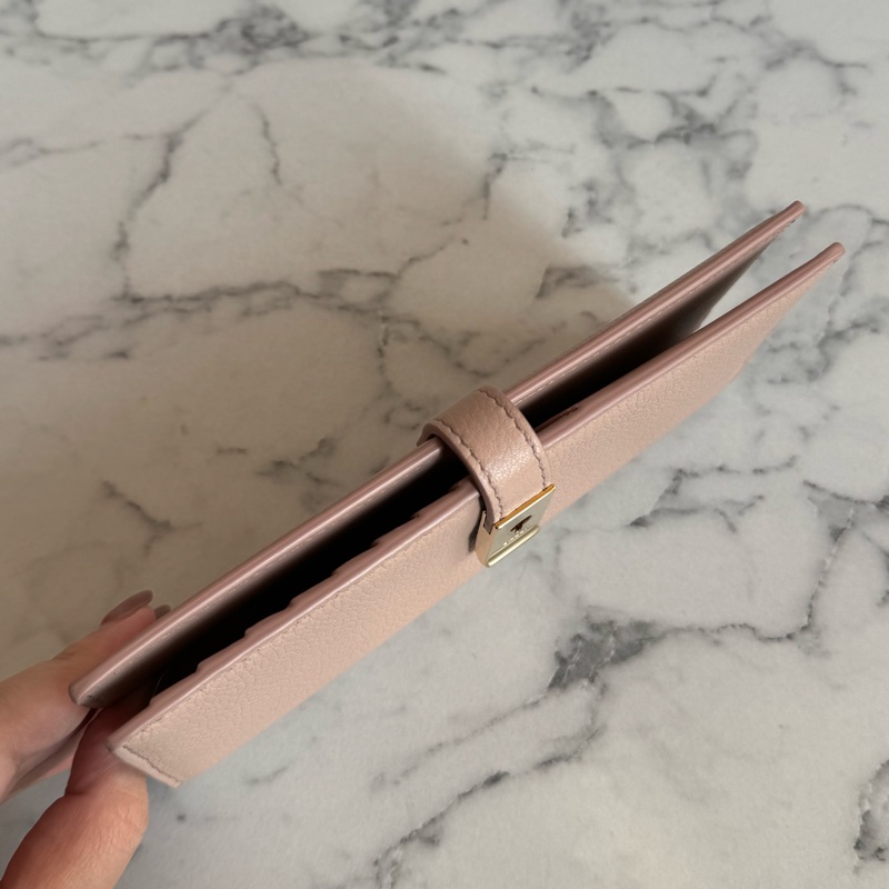Bally膚色金釦對開長夾 極新極美-2