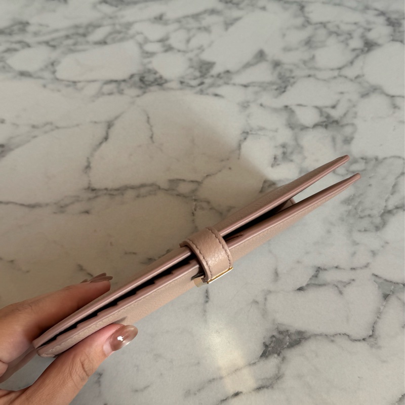 Bally膚色金釦對開長夾 極新極美-6