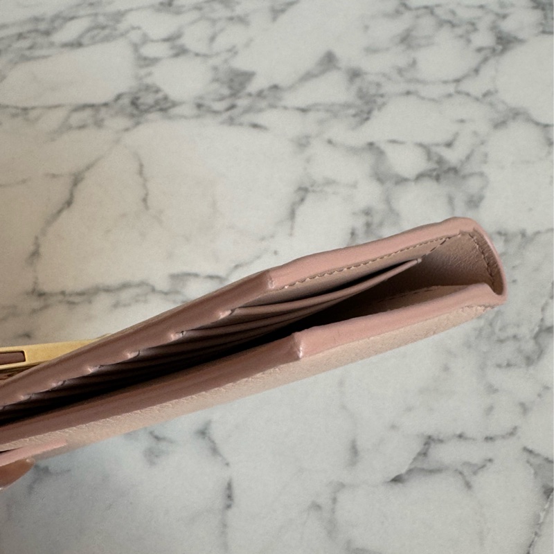 Bally膚色金釦對開長夾 極新極美-11