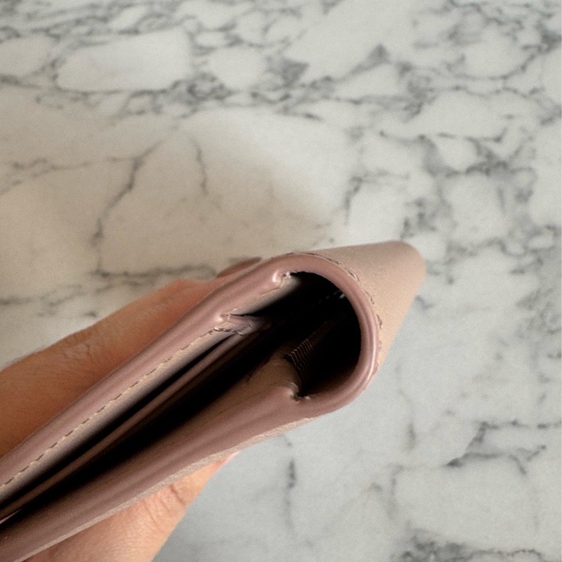 Bally膚色金釦對開長夾 極新極美-12