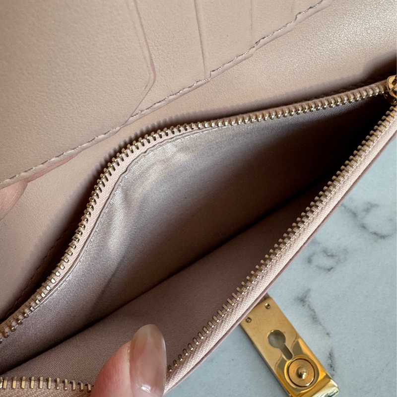 Bally膚色金釦對開長夾 極新極美-18