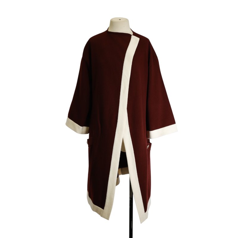 CHANEL香奈兒酒紅色羊絨長款開襟毛衣-0