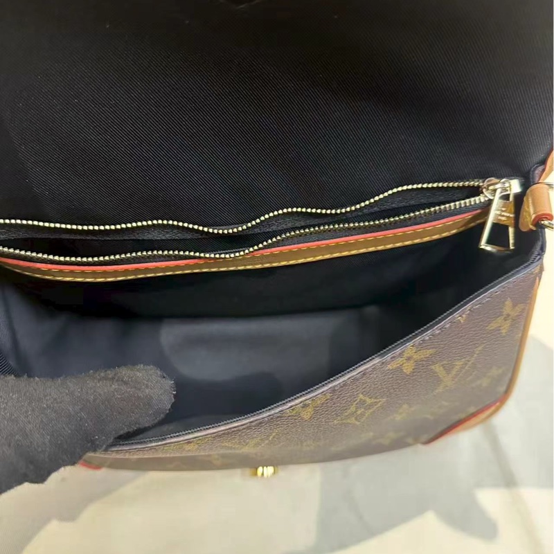 LV 老花法棍包,黑肩帶,芯片款-8