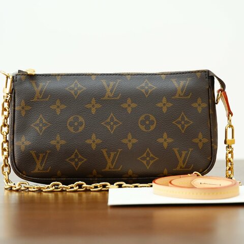 近全新 LouisVuitton/路易威登 Pochette Accessoires 鏈條肩背包