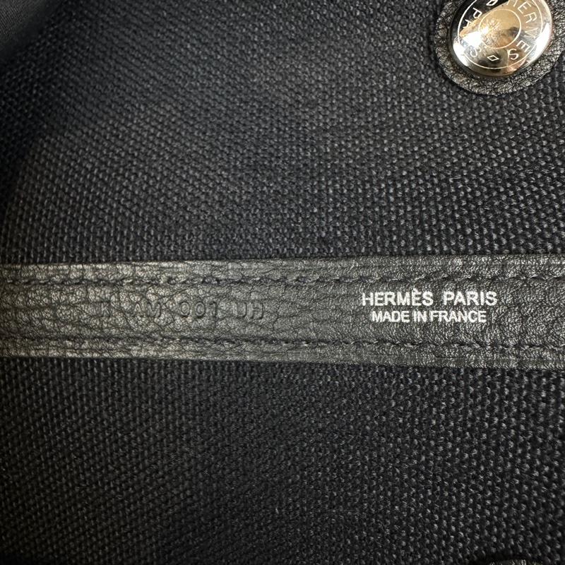 99新 愛馬仕/Hermes Garden Party 36 黑色帆布拼皮銀扣花園包 36x26x17cm-15