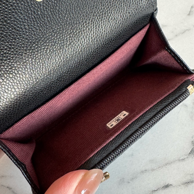 Chanel黑荔枝金雙C內拉鏈卡包 新款必備🫶-17