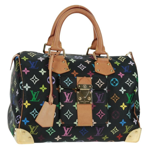路易威登 Monogram Multicolor Speedy 30 手提包 黑色 M92642 正品 BA9226V