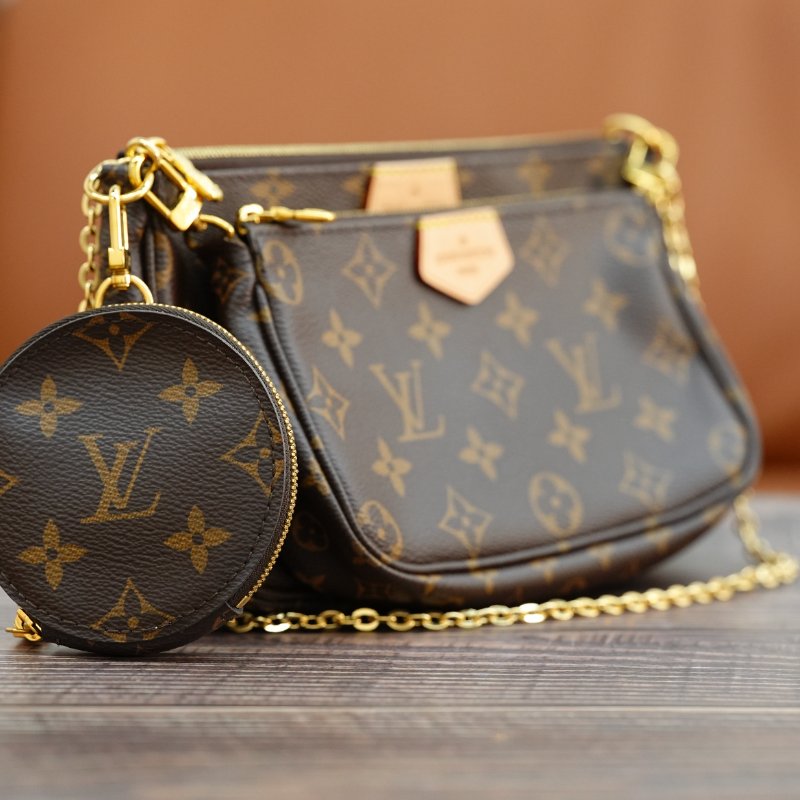 LouisVuitton/路易威登 Monogram Multi Pochette五合一粉色背带 斜背包-2