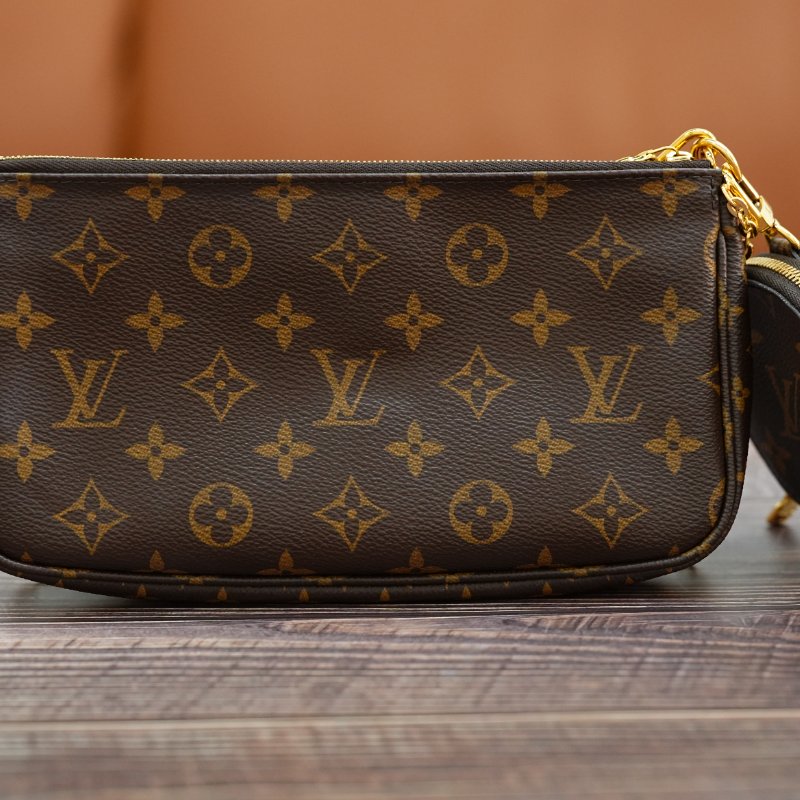 LouisVuitton/路易威登 Monogram Multi Pochette五合一粉色背带 斜背包-3