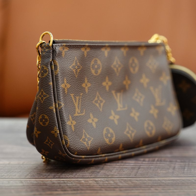 LouisVuitton/路易威登 Monogram Multi Pochette五合一粉色背带 斜背包-4