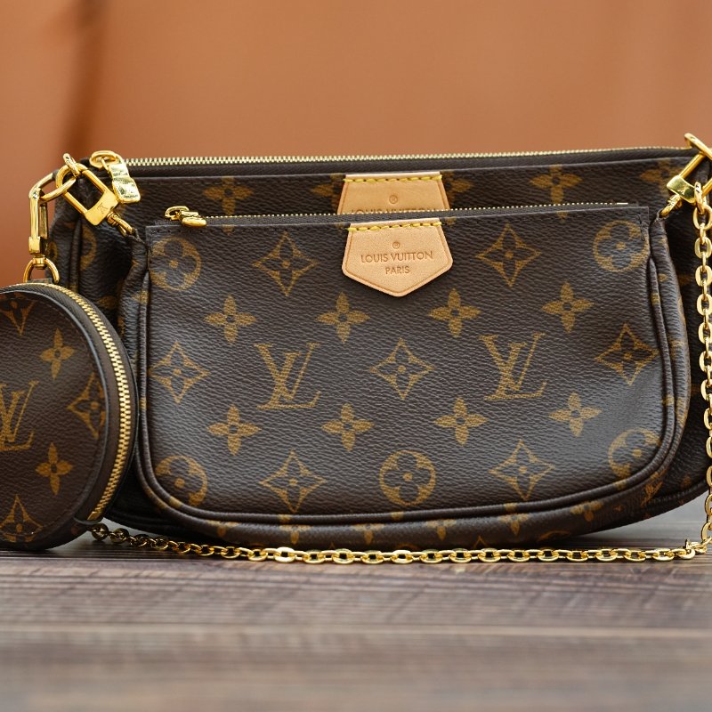 LouisVuitton/路易威登 Monogram Multi Pochette五合一粉色背带 斜背包-8