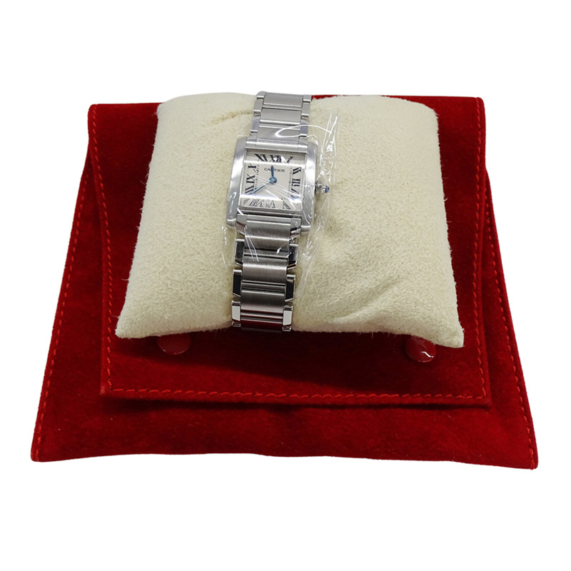 卡地亞 Tank Française 女士腕錶,SM 石英機芯,QZ 不鏽鋼錶殼,型號 W51008Q3,銀色/象牙色錶盤,拋光處理-7