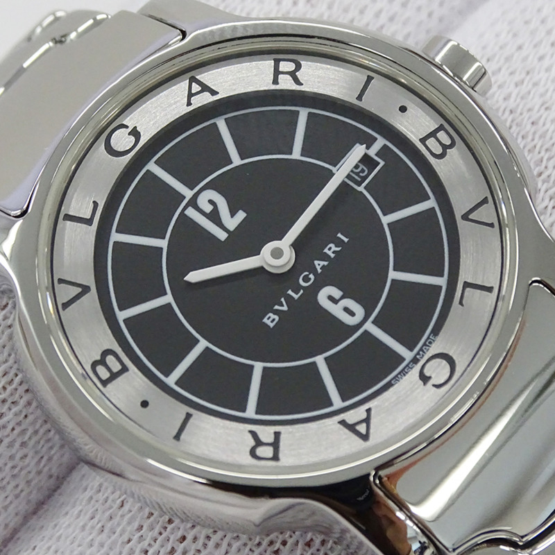 寶格麗 Solotempo 女士腕錶,附日期顯示,石英機芯,不鏽鋼錶殼,型號 ST29S,銀色/黑色,拋光處理-11