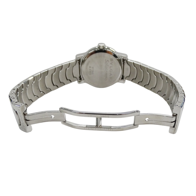 寶格麗 Solotempo 女士腕錶,附日期顯示,石英機芯,不鏽鋼錶殼,型號 ST29S,銀色/黑色,拋光處理-3