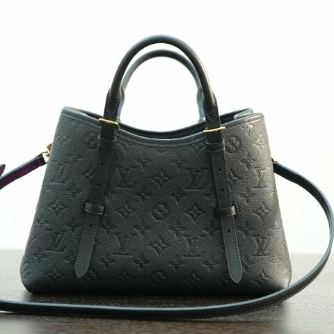 近全新LouisVuitton/路易威登 黑牛皮壓紋Babylon 托特包 肩背包