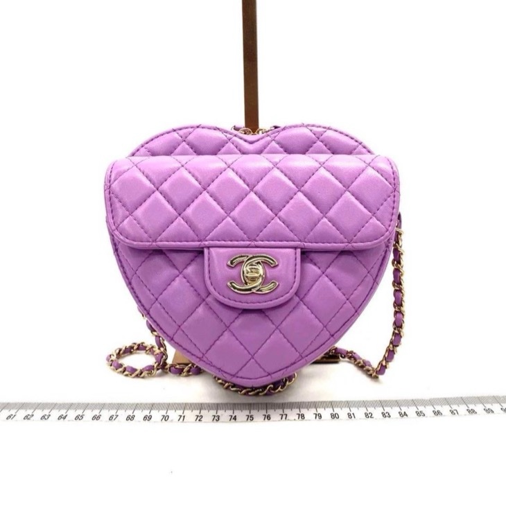 (極罕有) Chanel 紫色 小羊皮 愛心手袋 大號-0