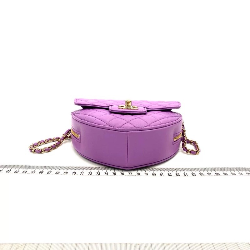 (極罕有) Chanel 紫色 小羊皮 愛心手袋 大號-1