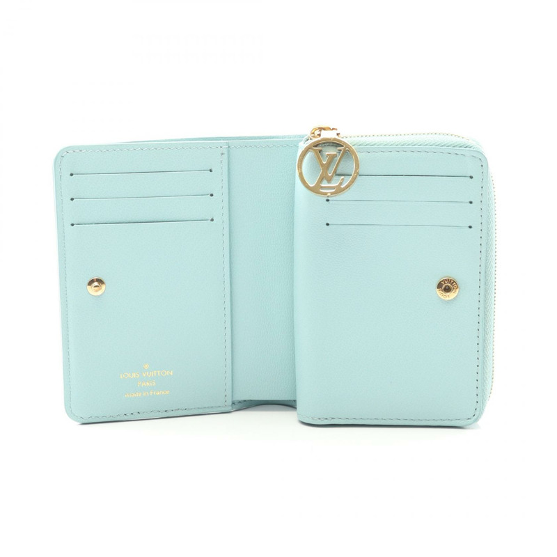 路易威登 Portefeuille Lou 雙折皮夾 M82265 Monogram 皮革 藍色 二手-2