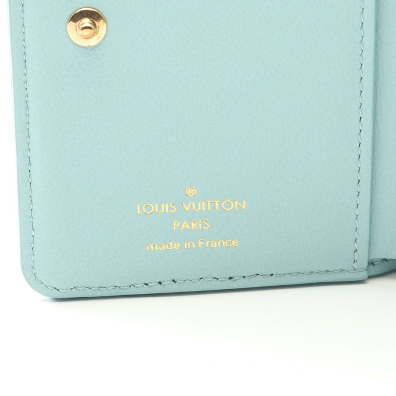 路易威登 Portefeuille Lou 雙折皮夾 M82265 Monogram 皮革 藍色 二手-4