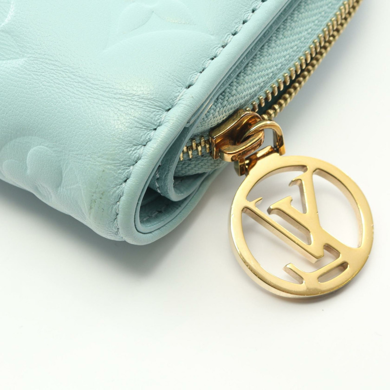 路易威登 Portefeuille Lou 雙折皮夾 M82265 Monogram 皮革 藍色 二手-5