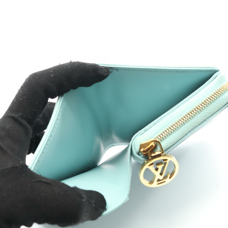 路易威登 Portefeuille Lou 雙折皮夾 M82265 Monogram 皮革 藍色 二手-9