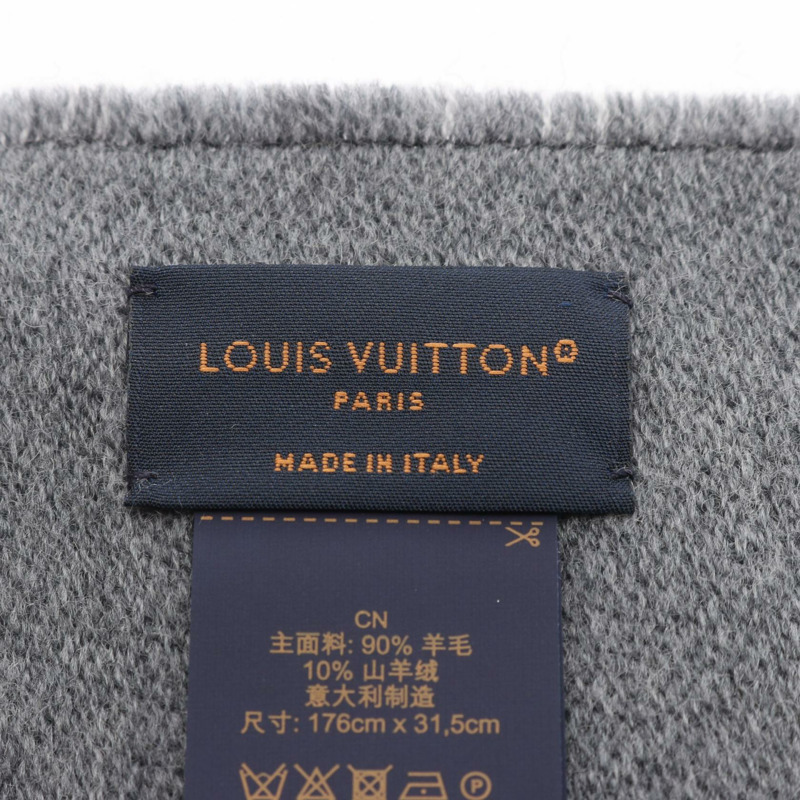 路易威登 Graphic Dual Scarf 羊毛羊絨圍巾披肩 灰色 二手-1
