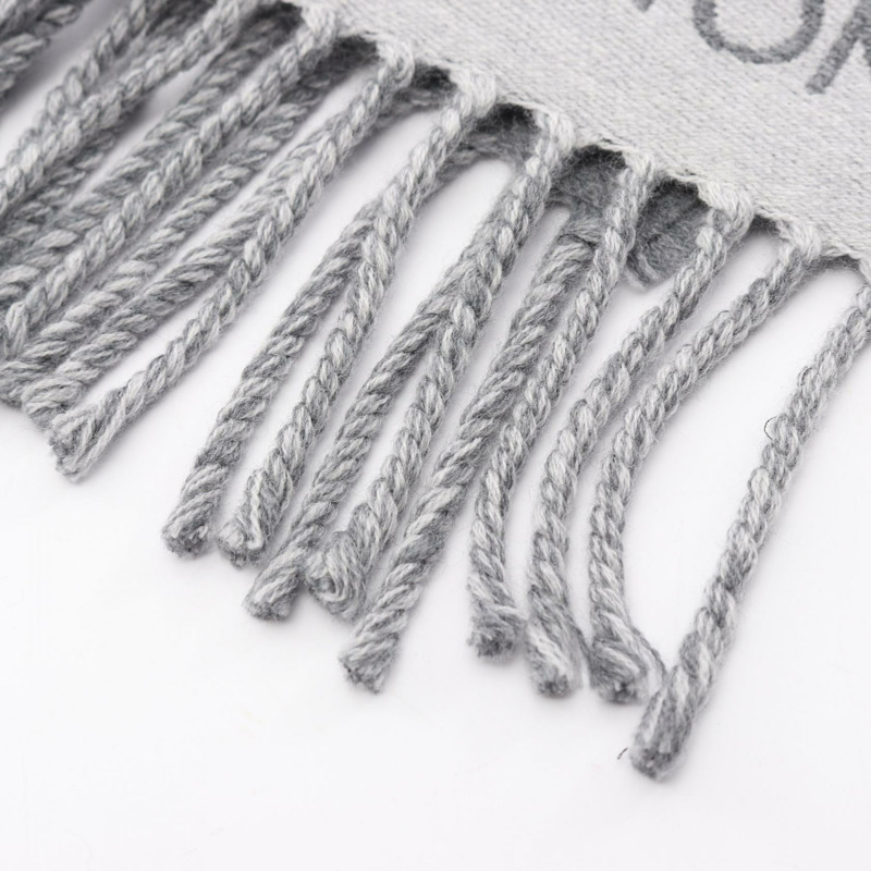 路易威登 Graphic Dual Scarf 羊毛羊絨圍巾披肩 灰色 二手-4