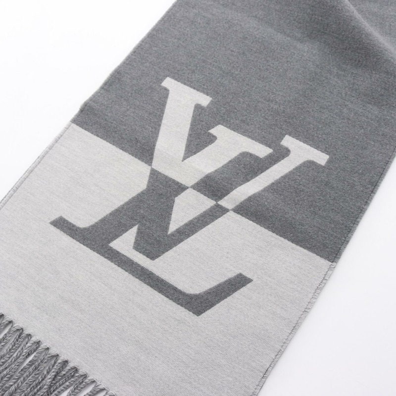 路易威登 Graphic Dual Scarf 羊毛羊絨圍巾披肩 灰色 二手-6