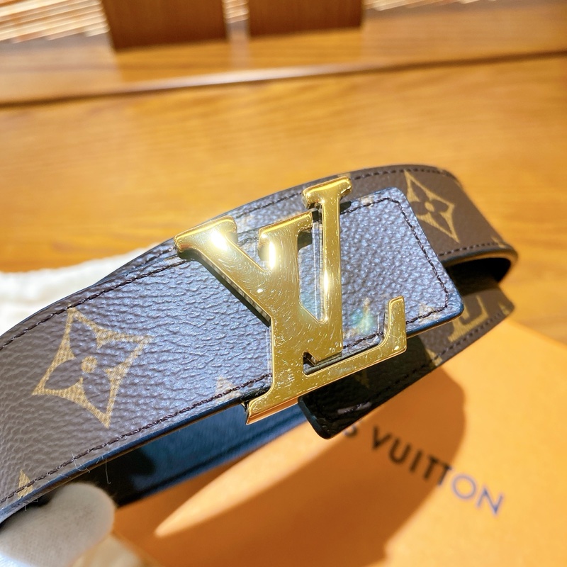 【閒置未使用的全新品】Louis Vuitton 經典logo老花皮帶 80cm-1