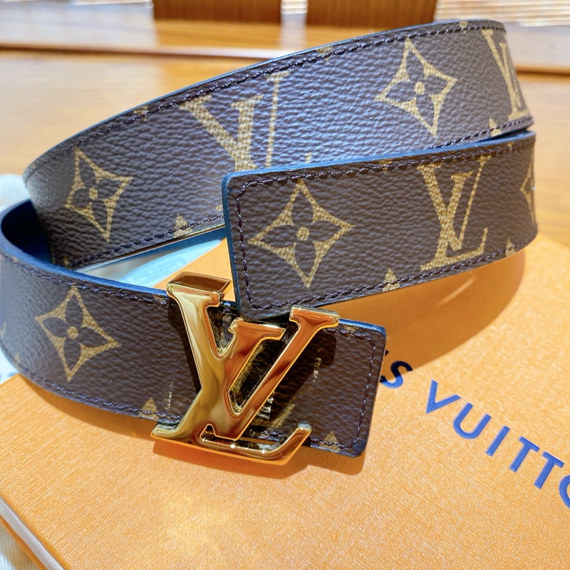 【閒置未使用的全新品】Louis Vuitton 經典logo老花皮帶 80cm-2