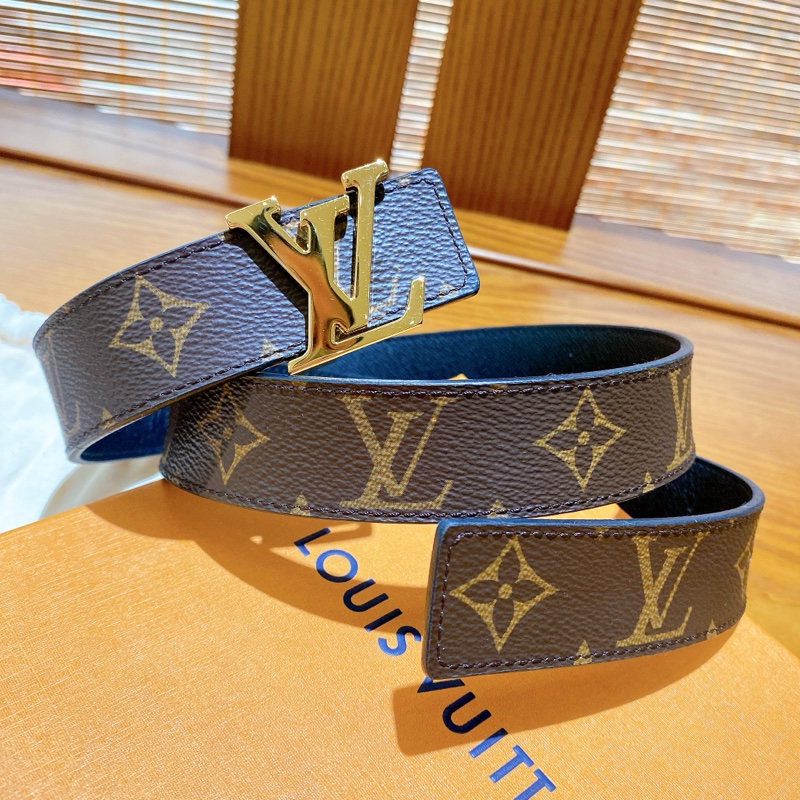 【閒置未使用的全新品】Louis Vuitton 經典logo老花皮帶 80cm-5
