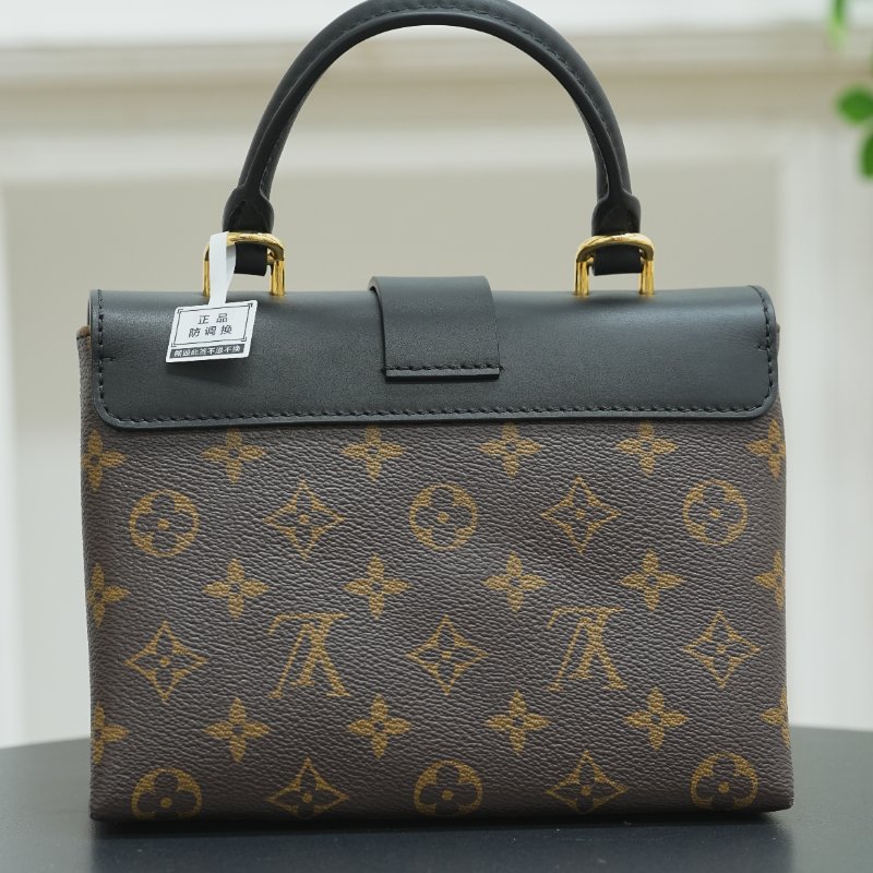 近全新 LouisVuitton/路易威登 Locky BB 老花拼黑色鎖頭 手提斜背包-2
