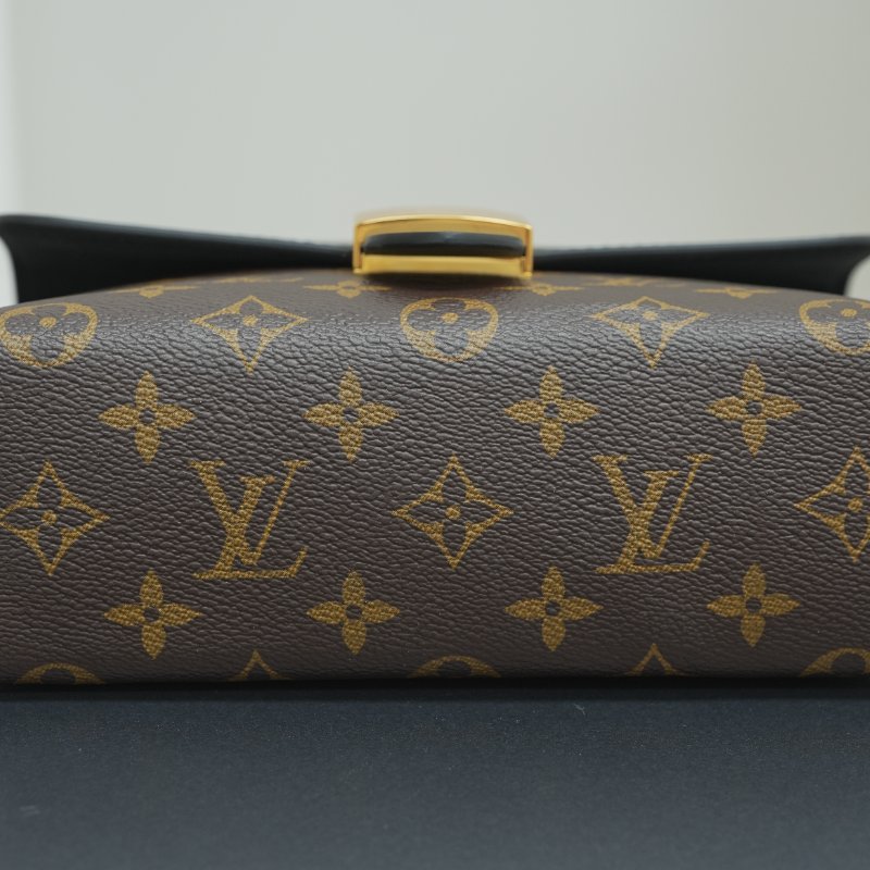 近全新 LouisVuitton/路易威登 Locky BB 老花拼黑色鎖頭 手提斜背包-4
