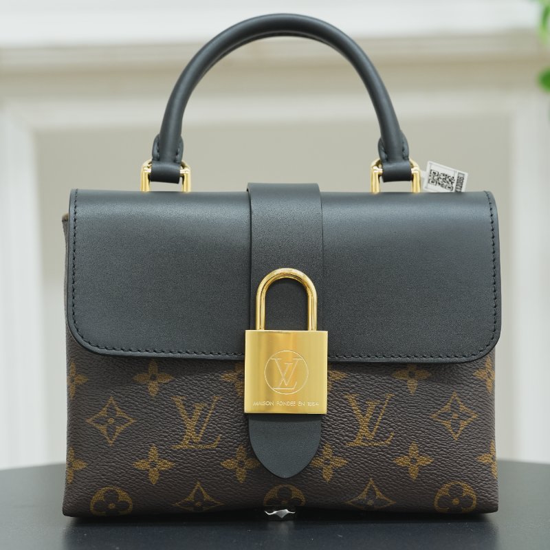 近全新 LouisVuitton/路易威登 Locky BB 老花拼黑色鎖頭 手提斜背包-7