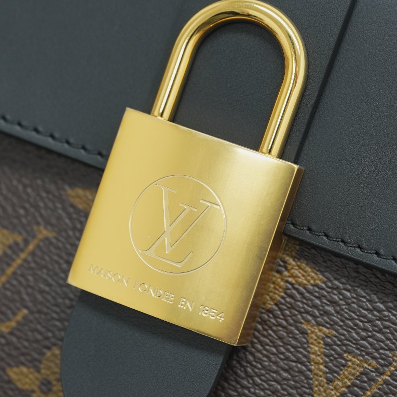 近全新 LouisVuitton/路易威登 Locky BB 老花拼黑色鎖頭 手提斜背包-11