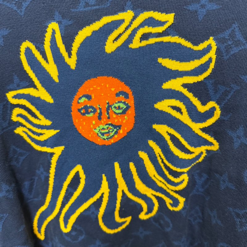 LV  × 草間彌生 滿版 Monogram Yayoi Kusama 聯名 針織 開襟外套 Knit Cardigan 藍色 毛衣外套-4