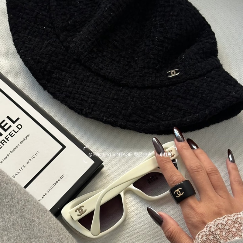 chanel 香奈兒 黑色 毛呢 漁夫帽 遮陽帽 休閒帽 牛仔帽-7