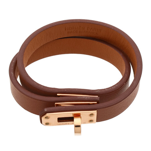 HERMES Swift皮革Kelly Double Tour金扣手鐲Gold