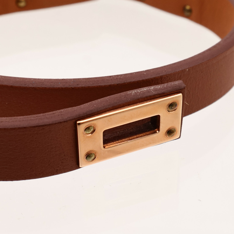 HERMES Swift皮革Kelly Double Tour金扣手鐲Gold-9