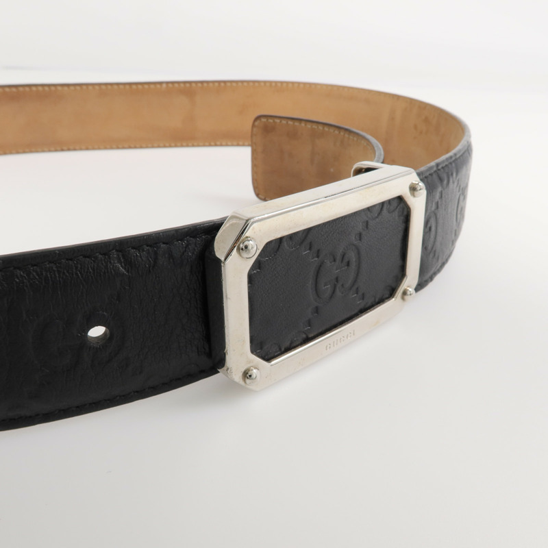 GUCCI 牛皮皮革Belt銀扣皮帶-3