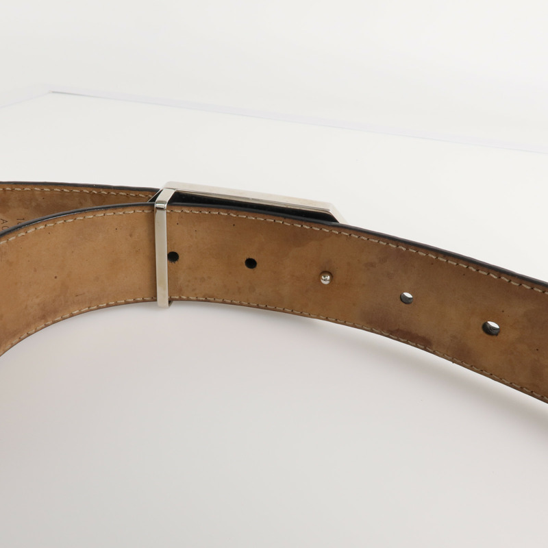 GUCCI 牛皮皮革Belt銀扣皮帶-4