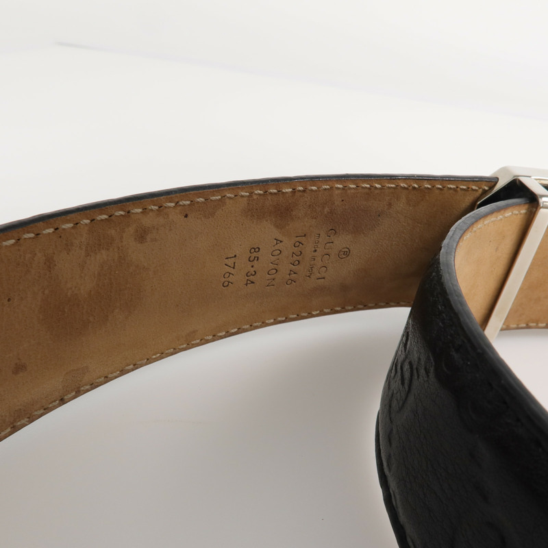 GUCCI 牛皮皮革Belt銀扣皮帶-5