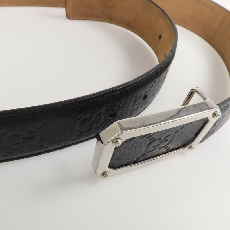 GUCCI 牛皮皮革Belt銀扣皮帶-6