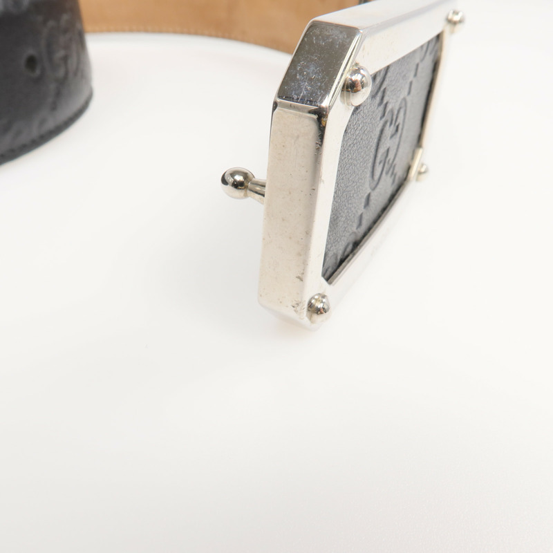 GUCCI 牛皮皮革Belt銀扣皮帶-9